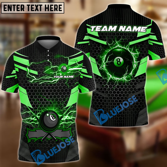BlueJose Billiards Ball 8 Thunder Lightning Hexagon Personalized Name Team Name Unisex Shirt ( 6 Colors)