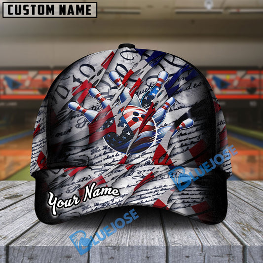 BlueJose Bowling American Patriot Personalized Name Cap