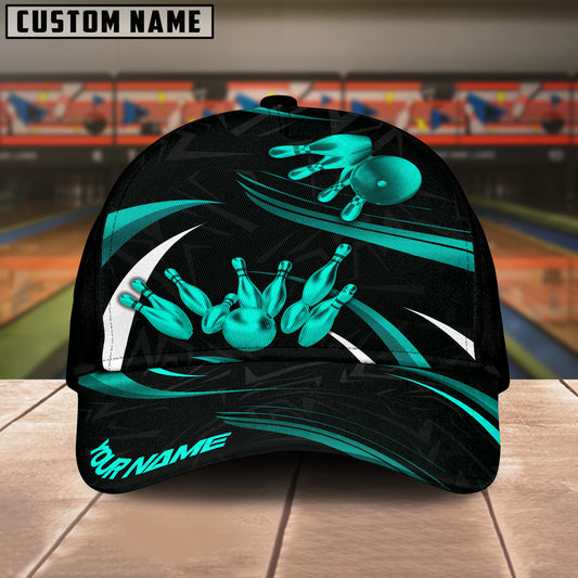 BlueJoses Bowling And Pins Bling Bling Shiny Multicolor Personalized Name Cap