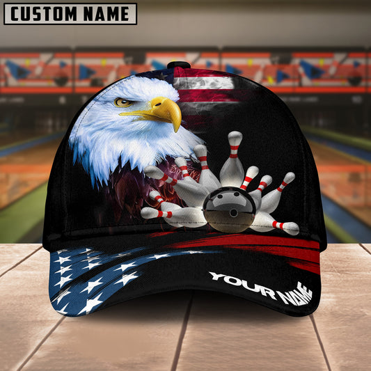 BlueJose Bowling American Eagle Personalized Name Cap