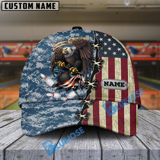 BlueJoses Bowling And Pins Eagles Army Multicolor Personalized Name Cap