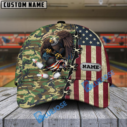 BlueJoses Bowling And Pins Eagles Army Multicolor Personalized Name Cap