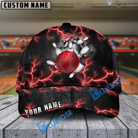 BlueJoses Bowling And Pins The Power Of The God Of Thunder Multicolor Personalized Name Cap