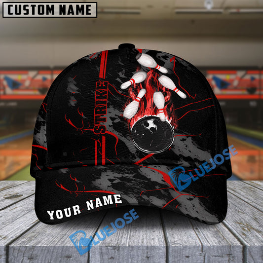 BlueJoses Bowling And Pins Strike The Blood Multicolor Personalized Name Cap