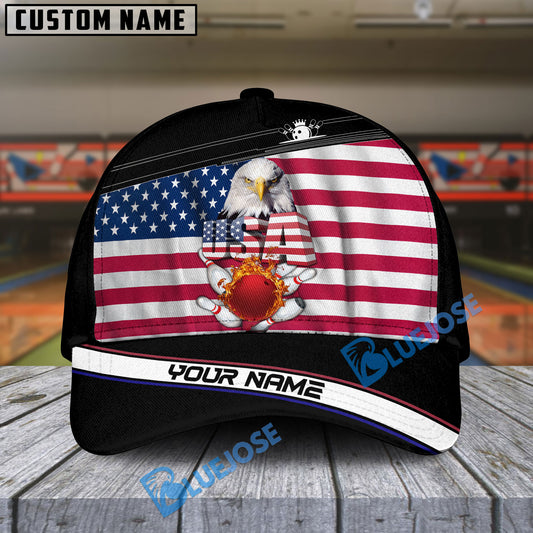 BlueJose Bowling American Eagle Personalized Name Cap