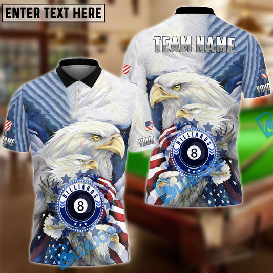 BlueJose Billiards Ball 8 Pool Eagle US Flag Personalized Name, Team Name Unisex Shirt