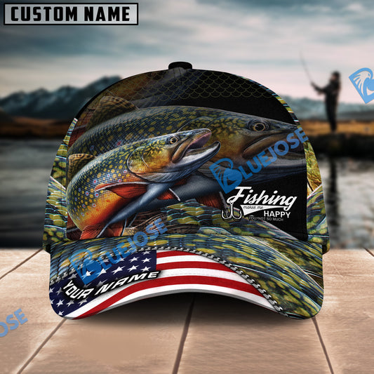 Bluejose Trout Fishing Skinfish Flag Of United States Pattern Personalized Cap