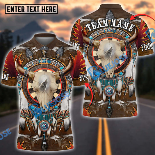 BlueJose Darts Native American Skull Personalized Name, Team Name Shirt