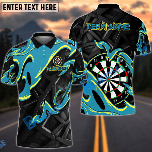 BlueJose Darts Animated Fire Personalized Name, Team Name Shirt (4 Colors)