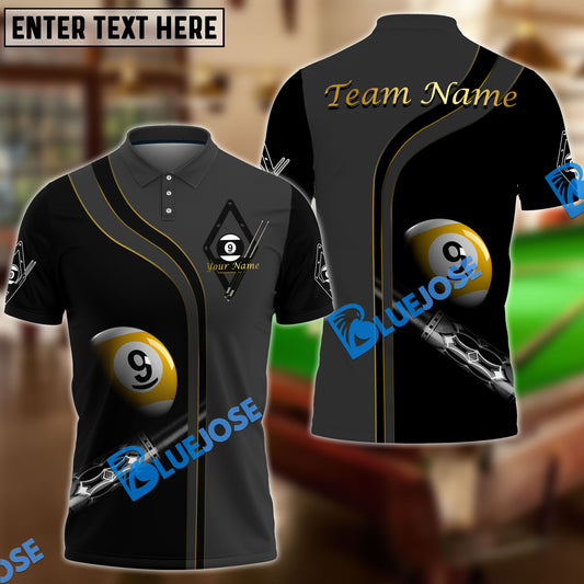 BlueJose Billiards Ball 9 Deep Fantasy Personalized Name, Team Name Unisex Shirt (4 Colors)