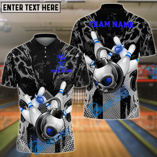 BlueJose Bowling And Pins Punisher Bomb Customized Name, Team Name 3D Shirt (4 Colors)