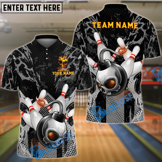BlueJose Bowling And Pins Punisher Bomb Customized Name, Team Name 3D Shirt (4 Colors)