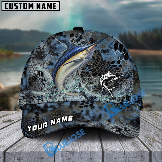 Bluejose Marlin Fishing Blue Kryptek Camo Personalized Cap