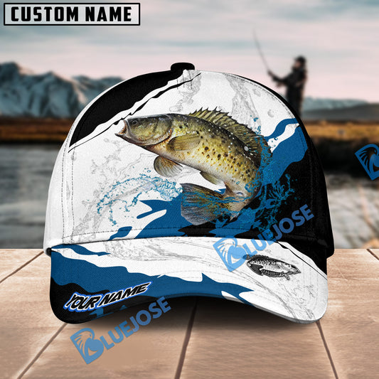 Bluejose Crappie Fishing Black White Water Flow Personalized Cap