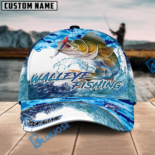 Bluejose Walleye Fishing Blue Water Camo Personalized Cap