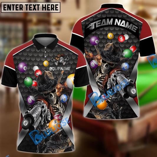 BlueJose Billiards Ball 8 Skull Gunslinger Personalized Name Shirt (4 Colors)