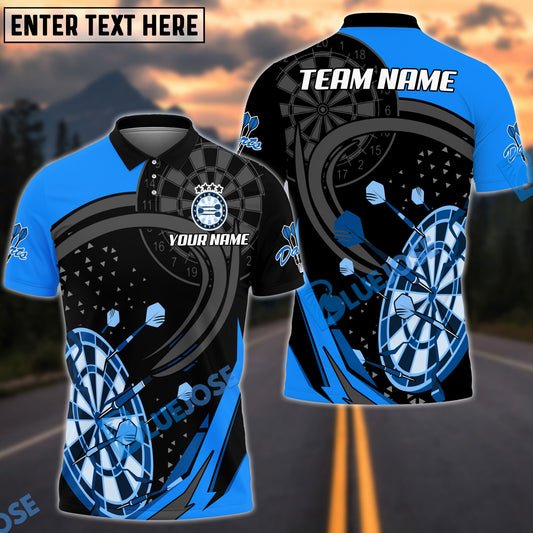 BlueJose Darts Curved Dot Pattern Personalized Name, Team Name Shirt (4 Colors)