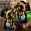BlueJose Billiards Golden 8-Ball King Personalized Name, Team Name Shirt (6 Colors)