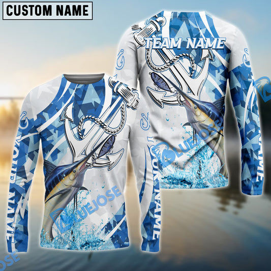Bluejose Marlin Fishing Jumping Fish Rope Hook Ocean Theme Custom Name & Team Name 3D Shirts