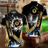 BlueJose Billiards Black Gold 8 Ball Design Personalized Name Shirt (4 Colors)