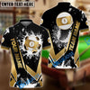 BlueJose Billiards Black Gold 9 Ball Design Personalized Name Shirt (4 Colors)