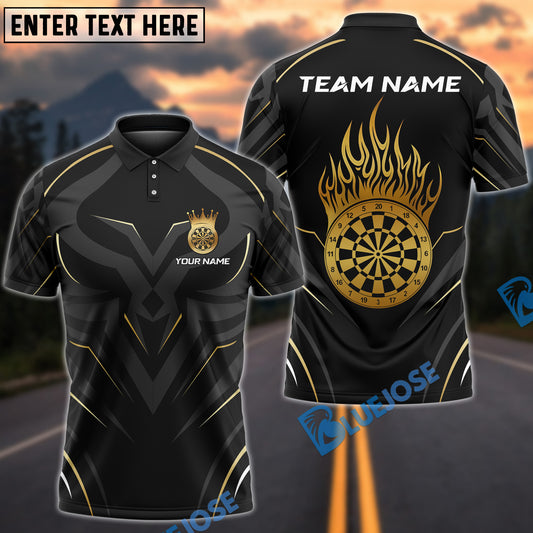 BlueJose Darts Flaming Target Crown Pattern Customized Name, Team Name 3D Shirt (4 Colors)