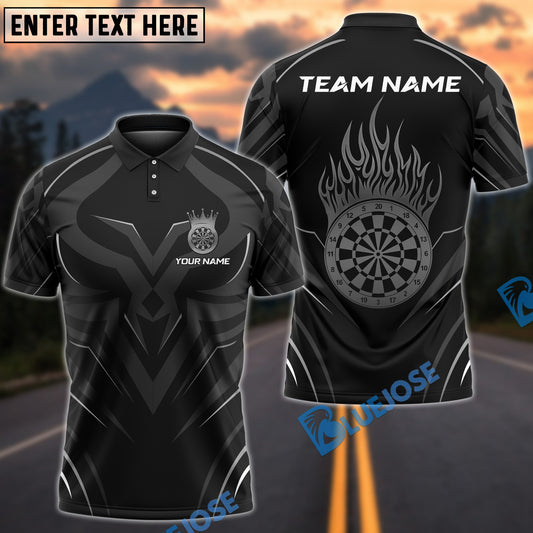BlueJose Darts Flaming Target Crown Pattern Customized Name, Team Name 3D Shirt (4 Colors)