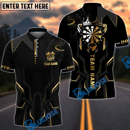 BlueJose Darts Luxury Modern Golden Circuit Board Style Customized Name, Team Name 3D Shirt (4 Colors)