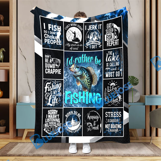 BlueJose Crappie Fishing Lovers Rather Be Blanket