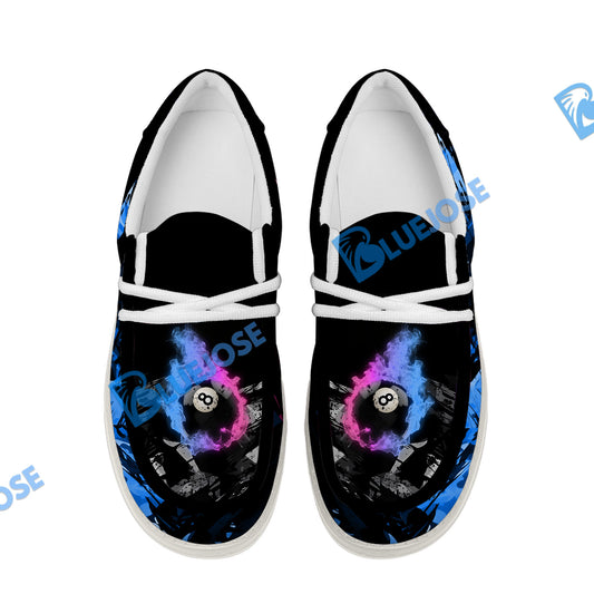 BlueJose Billiards 8 Dust Flame Blue Pink White Canvas Loafer Shoes