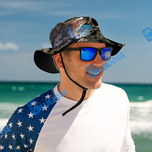 BlueJose Trout Camouflage Custom Name Bucket Hat