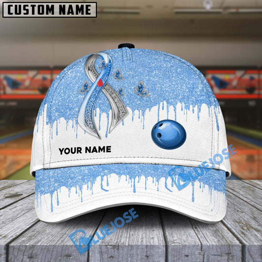 BlueJoses Bowling And Pins Awareness Edition Multicolor Personalized Name Cap