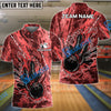 BlueJose Bowling And Pins Colorful Ink Customized Name 3D Shirt (5 Colors)