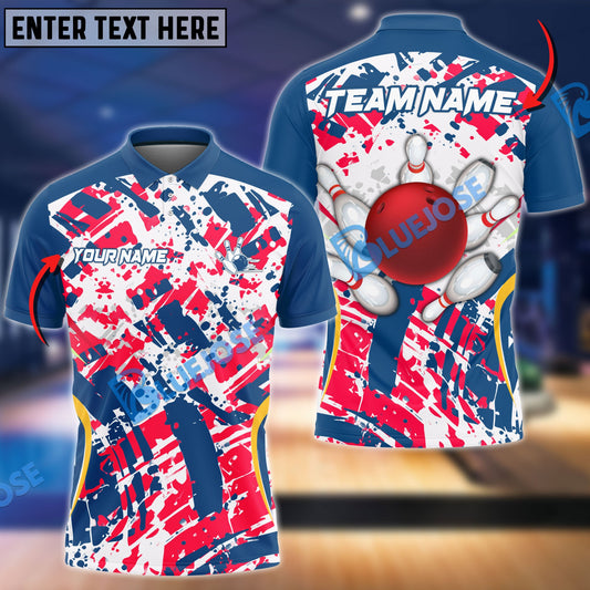 BlueJose Bowling with Colorful Background Customized Name, Team Name 3D Shirt