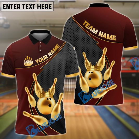 BlueJose Bowling And Pins Royal Crown Customized Name 3D Shirt (6 Colors)