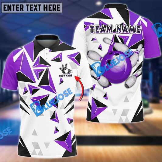 BlueJose Bowling And Pins Diamond Leaves Pattern Customized Name 3D Shirt (5 Colors)