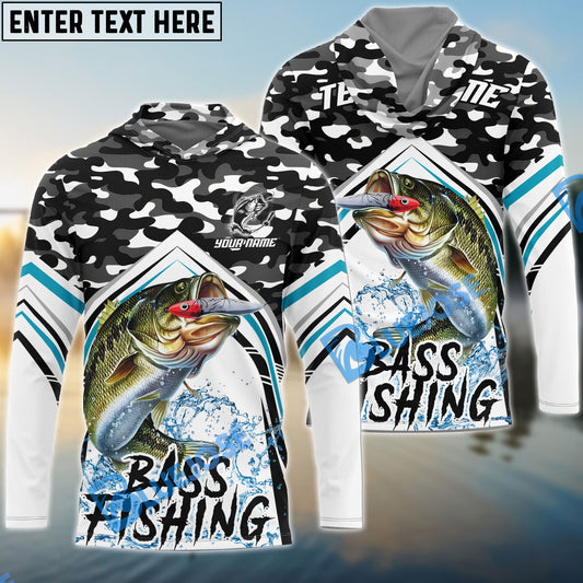 Bluejose Bass Fishing Black Camo Sport Custom Name & Team Name 3D Shirts