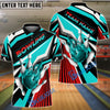 BlueJose Bowling And Pins Strike Color Race 2 Customized Name 3D Shirt ( 4 Colors )