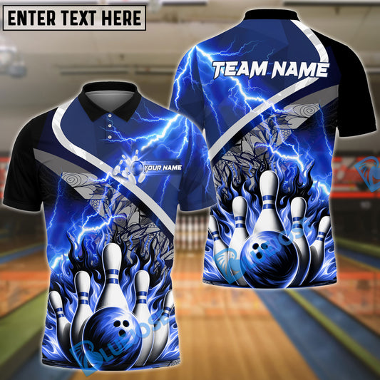 BlueJose Bowling And Pins Thunder Breaker Personalized Name Team Name 3d Shirt (4 Colors)