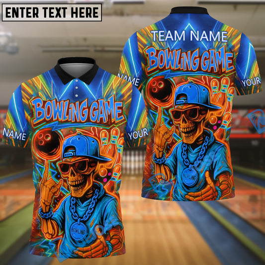 BlueJose Bowling Skeleton Neon Style Streetwear Customized Name, Team Name 3D Shirt (4 Colors)