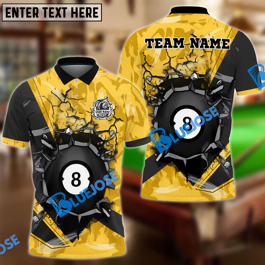 BlueJose Billiards Ball 8 Earthquake Cracks Personalized Name, Team Name Shirt (6 Colors)