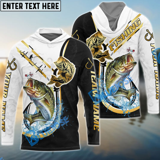 Bluejose Bass Fishing Black Golden Hook Name & Team Name 3D Shirts