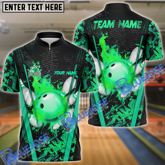 BlueJose Bowling And Pins Abstract Grunge Multicolor Personalized Name, Team Name 3D Shirt