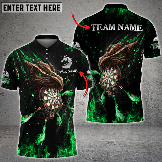 BlueJose Darts Flaming Dragon Personalized Name, Team Name Shirt (4 Colors)