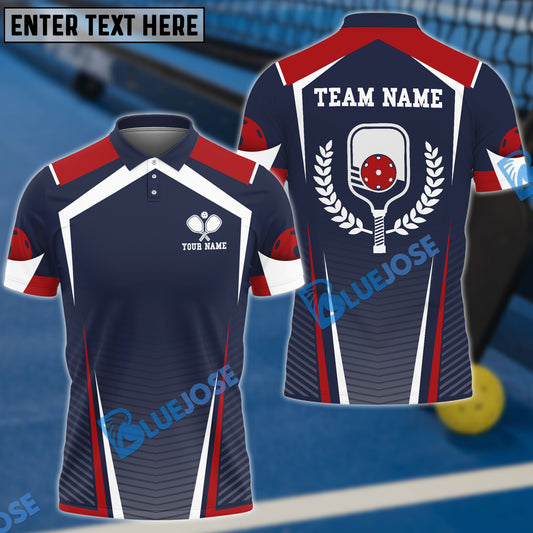 BlueJose Personalized Name And Team Name Red Blue Sport Style Pickleball 3D Polo Shirt