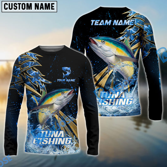 Bluejose Tuna Fishing Hooked Jump Splash Custom Name & Team Name 3D Shirts