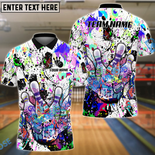 BlueJose Bowling White Graffiti Splash Paint Personalized Shirt