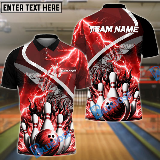 BlueJose Bowling And Pins Thunder Breaker Personalized Name Team Name 3d Shirt (4 Colors)