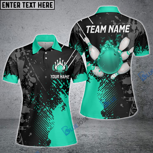 BlueJose Personalized Name Paint Fire Bowling And Pins Multicolor 3D Women Shirt