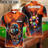BlueJose Billiards Funny Fire 8 Ball Personalized Name & Team Name Shirt (4 Colors)